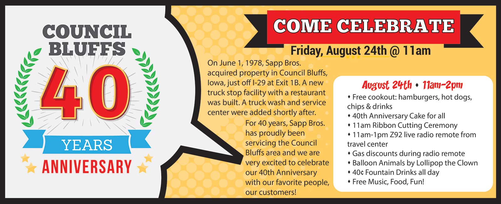 Council Bluffs 40 Years Anniversary Sapp Bros.