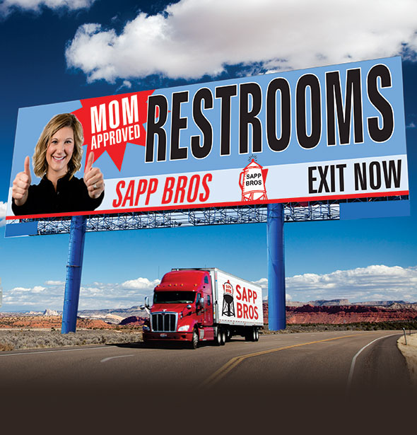 Sapp Bros. Restrooms Billboard on Highway